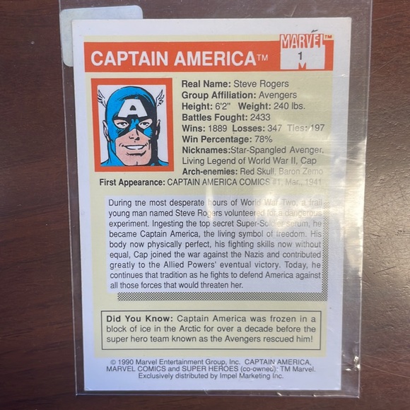 1990 Marvel Captain America - Picture 2 of 2